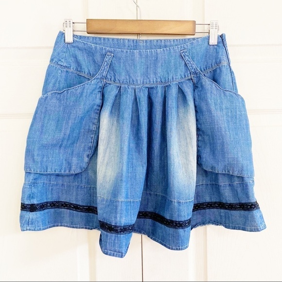 Lark & Wolff Chambray Denim Mini Skirt w/ Pockets - Picture 7 of 7